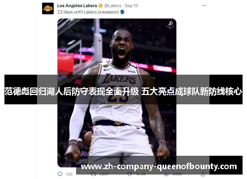 范德彪回归湖人后防守表现全面升级 五大亮点成球队新防线核心